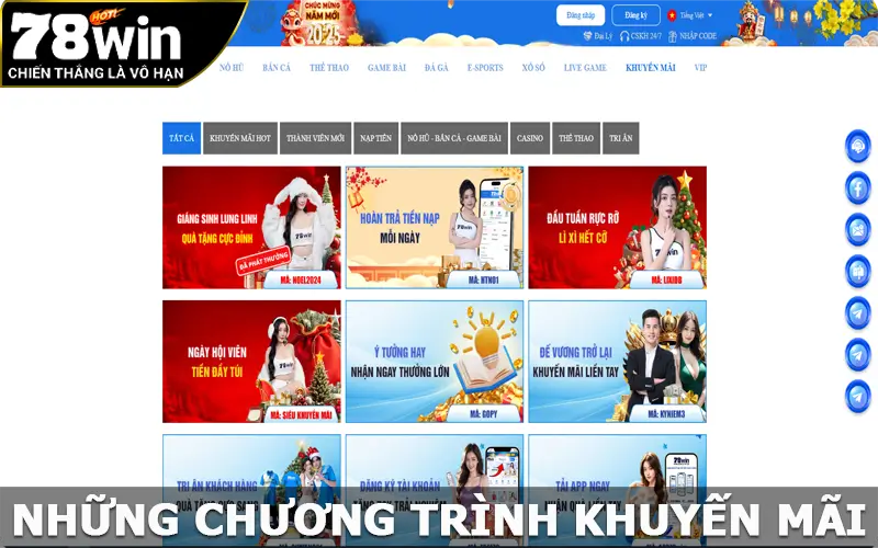 Những chương trình khuyến mãi tại nền tảng 78win